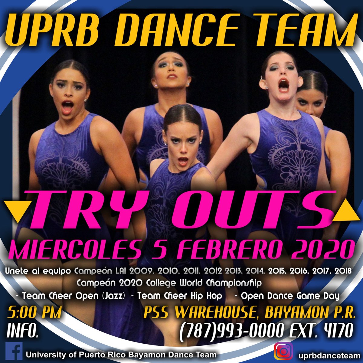 #DanceTeamUPRB 
Se acercan los “Try outs” para el Dance Team de la UPRB. 
¡No puedes perder la oportunidad! 

#TeamUPRB #SangreAzul