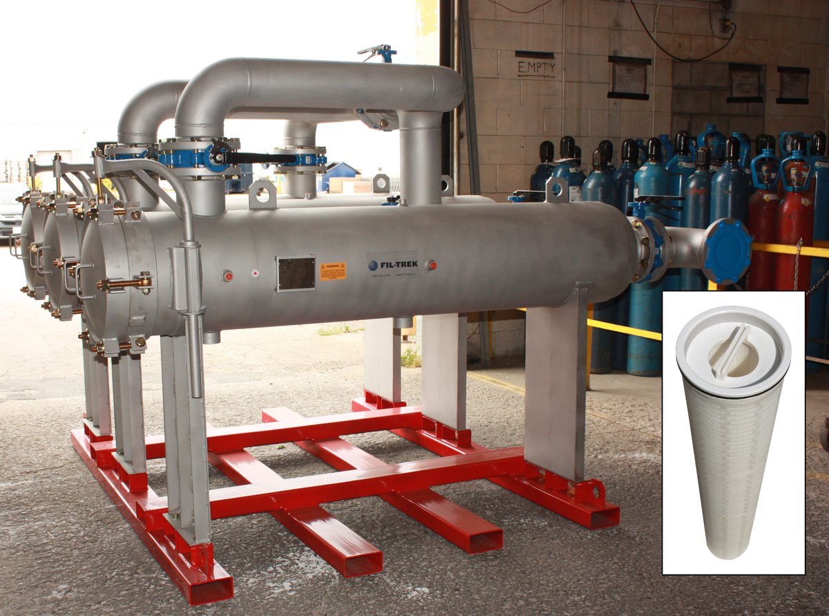 FilTrekCorp's tweet photo. This Triplex horizontal Ultra Flow Series skid system is designed with a first stage single vessel and a second stage parallel duplex with butterfly valve manifold. It accepts our Ultra Flow elements. For more info, visit our website here: https://t.co/Lgb3f5jeHq #Filtration https://t.co/t9N2OWENPw