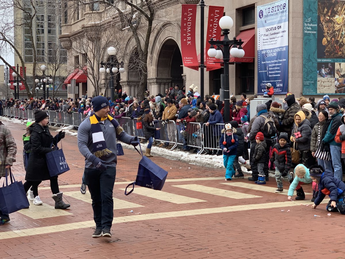 SPIREcu's tweet photo. Our SPIRE ambassadors had a great time in the @StPaulWinter Carnival King Boreas Grand Day Parade on Saturday! Don't miss SPIRE in the Vulcan Victory Torchlight Parade this Saturday night! #here2improve #howweroll https://t.co/RVt5hK4QsZ