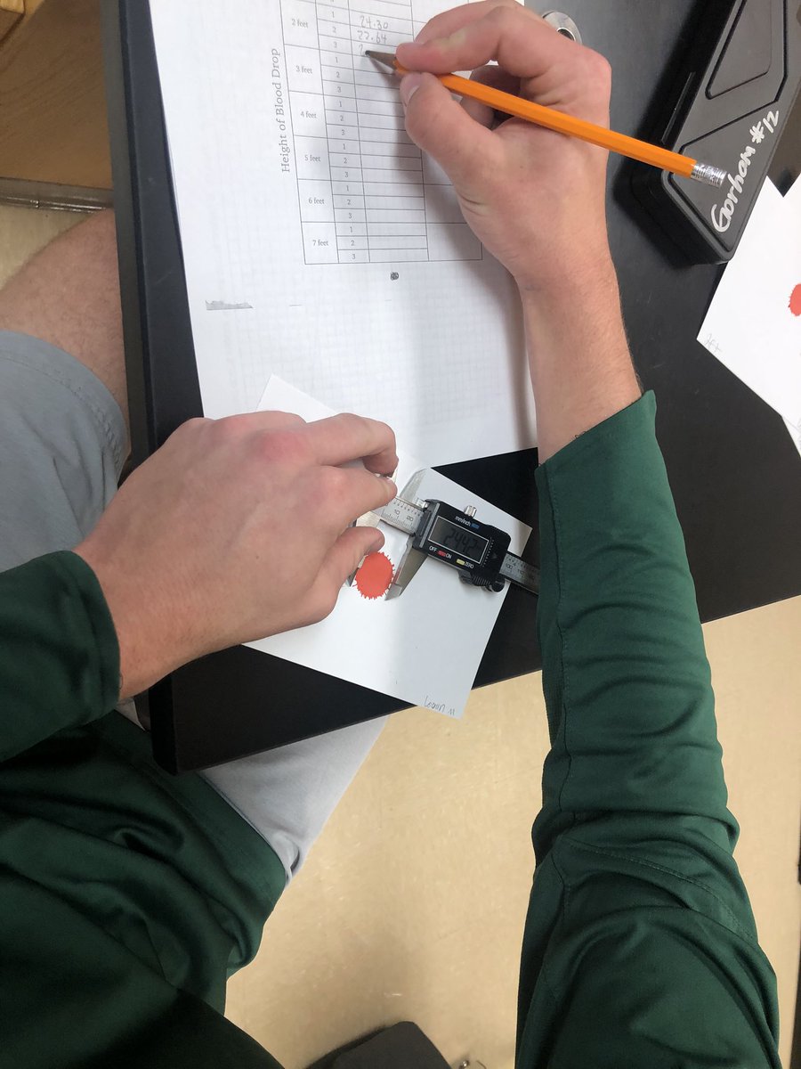 Mrs_Gorham's tweet photo. Thanks to the @MISDFoundation and @CarterBloodCare my students got to each get a one-on-one experience using calipers to measure blood spatter 🩸 #CSIMidway #midwayandbeyond https://t.co/4CD6sQkviQ