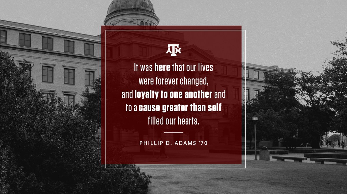 graphic with photo of academic building with text it was here that our lives were forever changed and loyalty to one another and to a cause greater than self filled our hearts