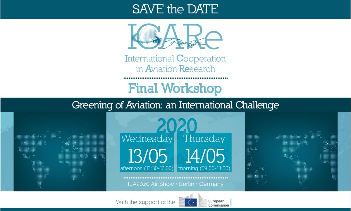 SAVE THE DATE 📆
#Greening of #aviation requires for an #international approach. 
Stay tuned 👉icare-h2020.eu
More information will be available soon
