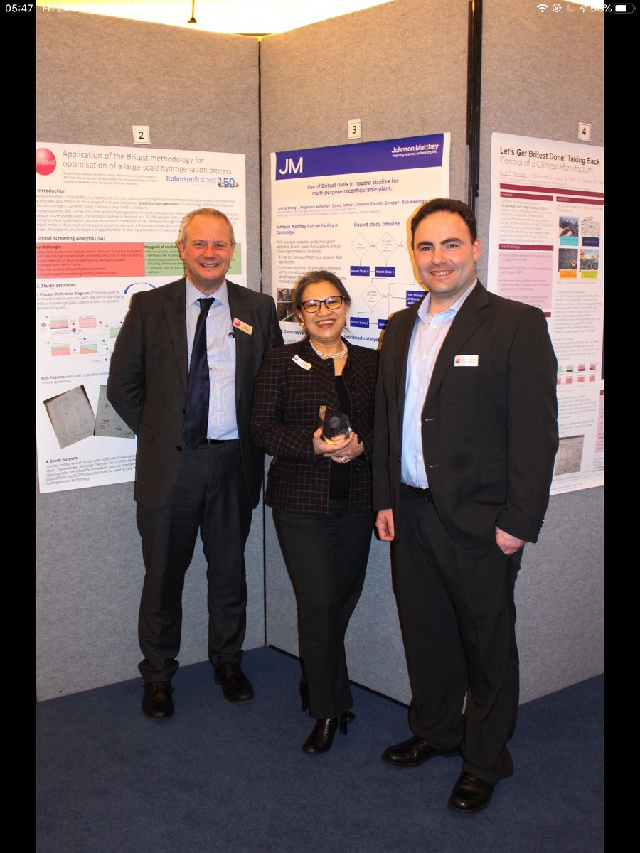 Johnson_Matthey's tweet photo. We’re delighted to announce that our CatLab team won @Britest_Ltd’s John Borland Award at their #ProcessUnderstandingDay! This award was given to them in recognition of their leading hazard study work, enabling communication across multidisciplinary teams to deliver innovation. https://t.co/U1IS6fiJbC