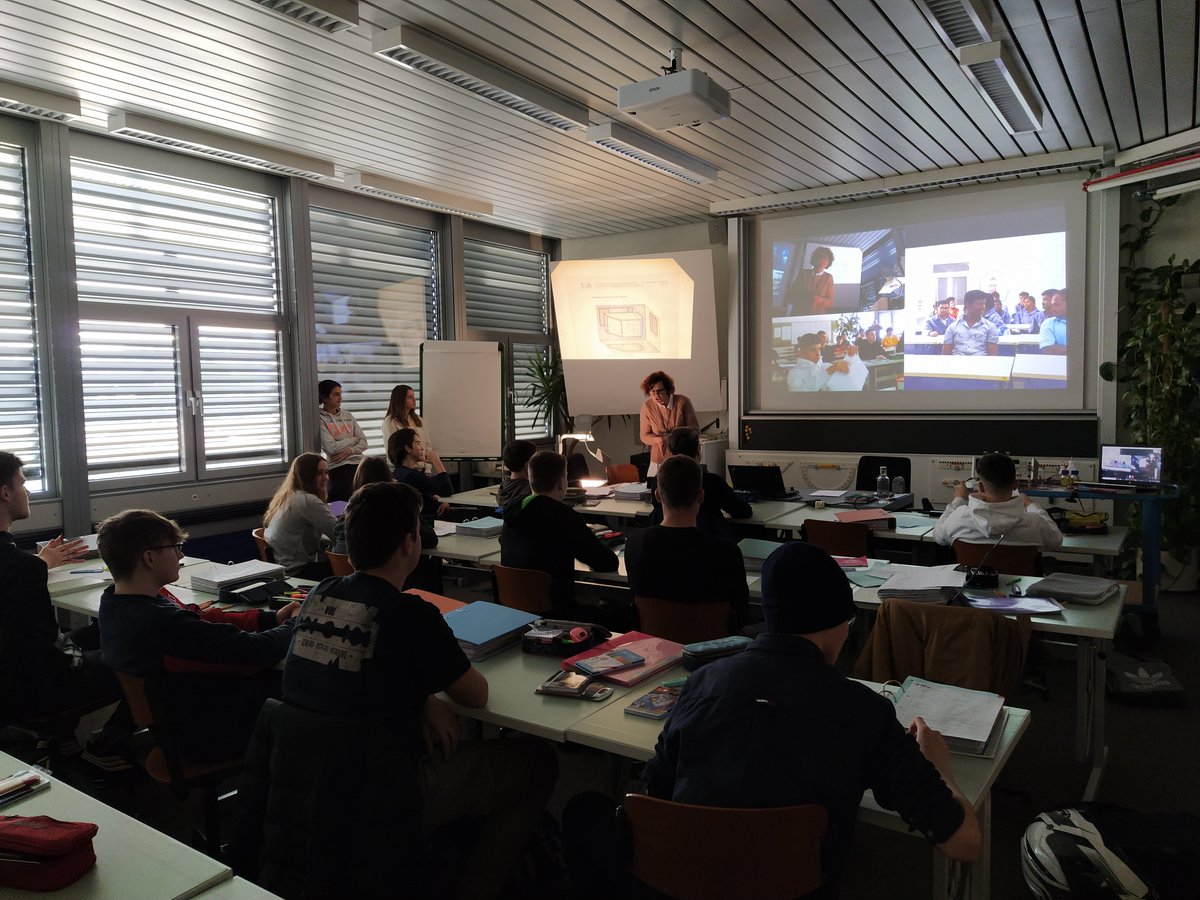 Skillsonics's tweet photo. Apprentices #STEP Center in Tamil Nadu, India and technical #drafter class in the vocational education and training School Winterthur #bbw, Switzerland presented to each other types of view in drawing, followed by enthusiastic discussion #SkillSonics #exchange https://t.co/J56hy8P7gF