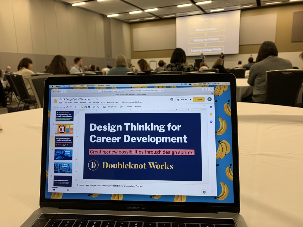 Next up in the same room, <a href="/andreafruhling/">Andrea Fruhling</a> and <a href="/nickfruhling/">The Ghost of Nick Frühling</a> are leading an interactive workshop on “Design Thinking for Career Development”, where we’ll be tackling a 5-day design sprint in 50 minutes! #cannexus20
