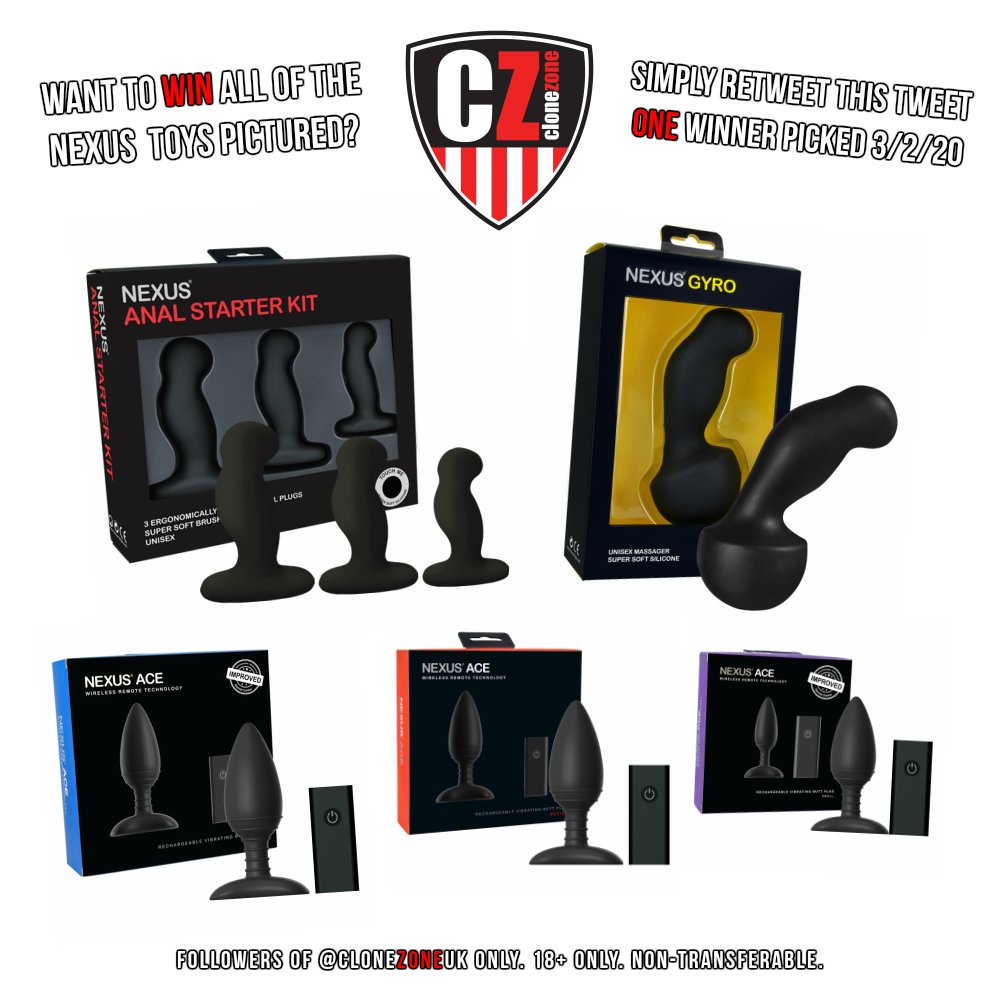 🥳🎉#CZWIN 2020 COMPETITION TIME!  🥳🎉
Want to WIN all of the Nexus Anal Sex Toys pictured? 

🚨 Simply RETWEET this tweet for your chance!
🚨 1 WINNER picked @ random Monday 3rd Feb!

Followers of @clonezoneUK only. 
18+ ONLY. Non-transferable. 
Quote tweets cannot be counted.