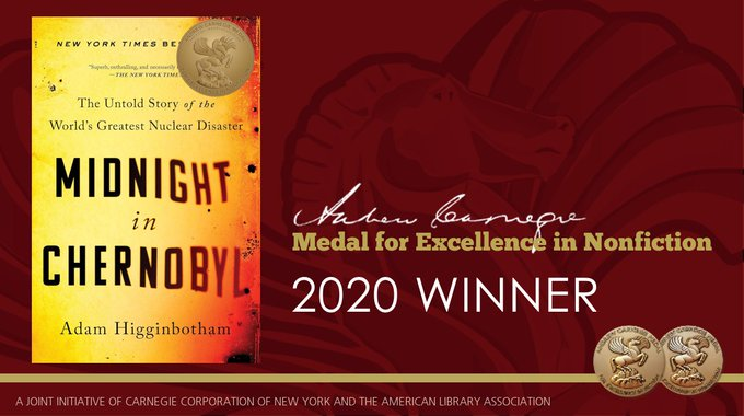 SimonBooks's tweet image. Congratulations @HigginbothamA! His acclaimed bestseller "Midnight in Chernobyl" is the winner of the Carnegie Medal for Excellence in Nonfiction 🏅 #ALA_Carnegie #alamw2020 

More info: ala.org/awardsgrants/c…