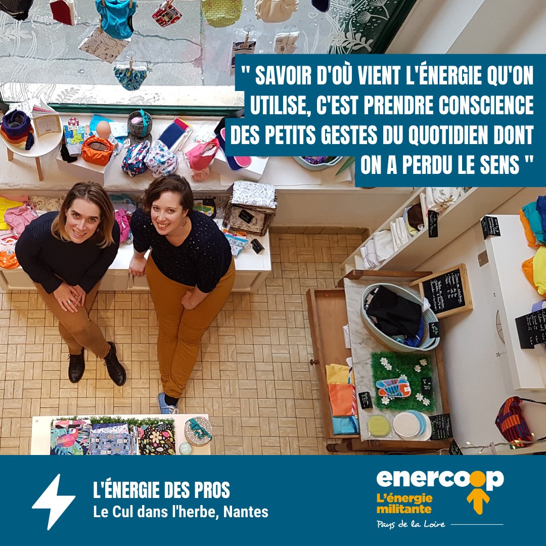🔌Depuis son ouverture en septembre 2018, Le Cul dans l'herbe @MargauxValier c'est LA référence de la parentalité écolo à Nantes, spécialisée dans la vente et la location de couches-lavables. La boutique a logiquement fait le choix d' Enercoop pour son électricité.