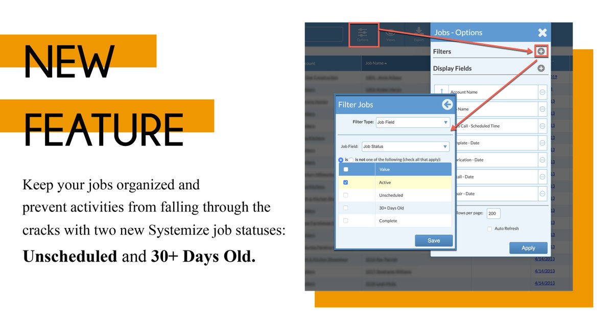 Moraware's tweet photo. 💥New Feature Alert! See only the jobs you want to see with two new job status options in Systemize. https://t.co/qNvqwO59h1