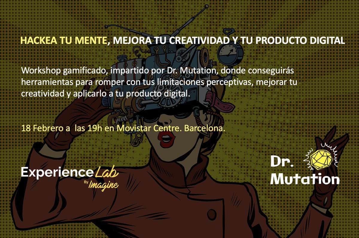 18/2 En <a href="/MovistarCentre/">Movistar Centre</a> las fundadorasa de <a href="/DrMutation/">DrMutation</a> y Dreamers de @imaginecc, nos comparten cómo potenciar nuestro #talentocreativo e idear #productosdigitales de éxito.
Reserva de Plaza: bit.ly/2Ntb8Fo

#Creativity #Innovation #HackYourMind #DreamersWoDo #ideation