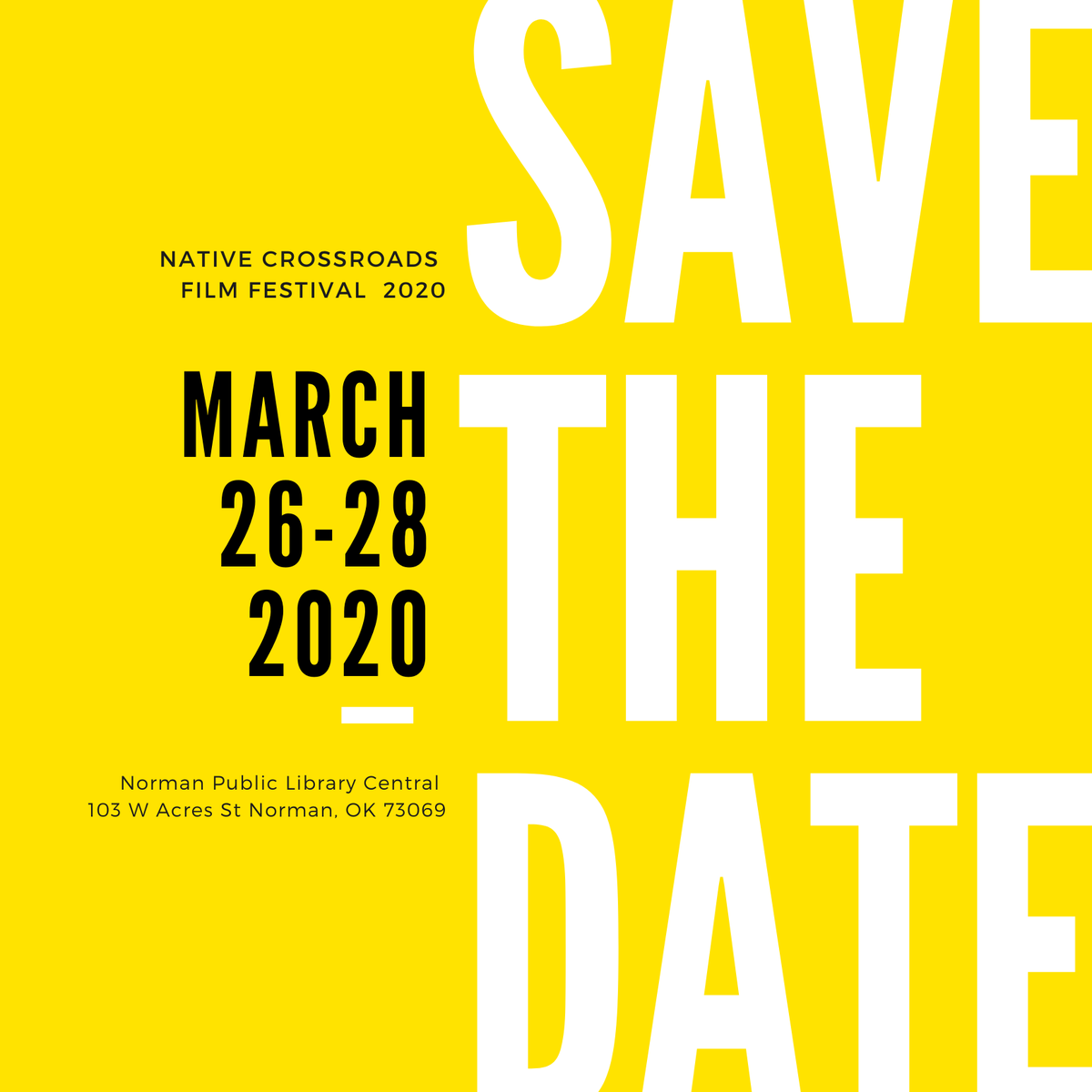 NativeCrossroad's tweet image. The time has finally arrived!

Native Crossroads Film Festival for 2020 will be taking place on March 26th-28th. Join us this year as we watch another round of incredible films and celebrate the creativity and talent of Indigenous people.
