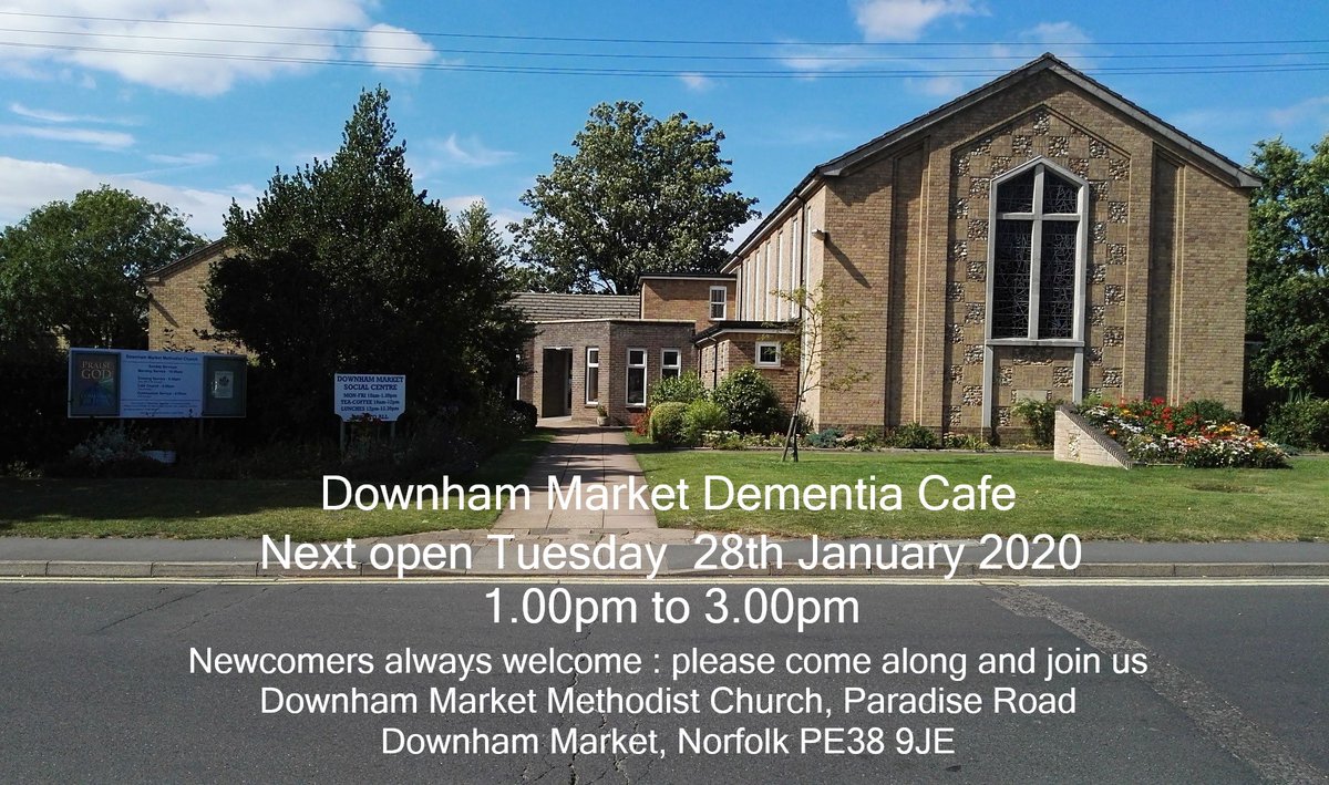 Downham Dementia Cafe is next open Tuesday 28th Jan 1.00pm to 3.00pm Please come along &amp; join us, newcomers are always welcome. We are now open 4 times a month: 1st &amp; 4th Tuesdays 1pm to 3pm, and 2nd &amp; 3rd Mondays 10.00am - 12 noon 
<a href="/LilyWestNorfolk/">Lily</a>

#dementia #downhammarket