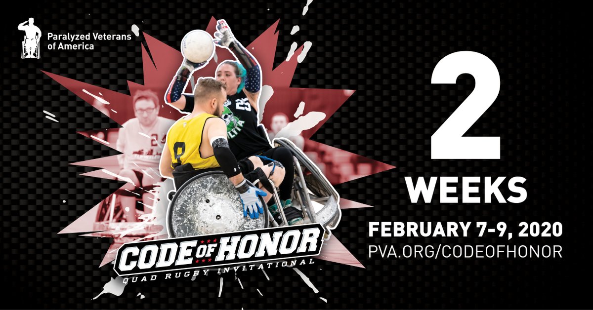 1️⃣2️⃣ rugby teams from across the country will battle it out for the 1st place trophy @thestjames. 

Come on out to support our veterans &amp; adaptive athletes! 
Visit pva.org/codeofhonor for more information. #PVACodeofHonor #quadrugby #adaptivesports
