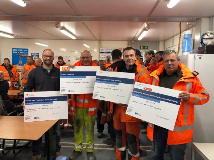 De medewerkers van Combinatie CER (KWS, <a href="/vhbinfra/">vhbinfra.nl</a> en <a href="/HavenRotterdam/">Havenbedrijf R'dam</a>) doneren €5.000,- aan goede doelen door behalen veiligheidsindex. Je leest het op: bit.ly/2vm0HNn

#kws #goededoel #dusduurzaam