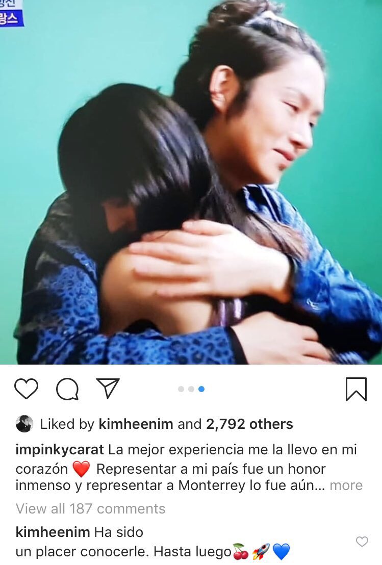 heechul commented "it was a pleasure to meet you. see you. " in spanish under a mexican cover dancer's instagram post after she performed a dance cover of super junior's song on "stage k" and super junior went to greet them backstage. heechul was her bias.