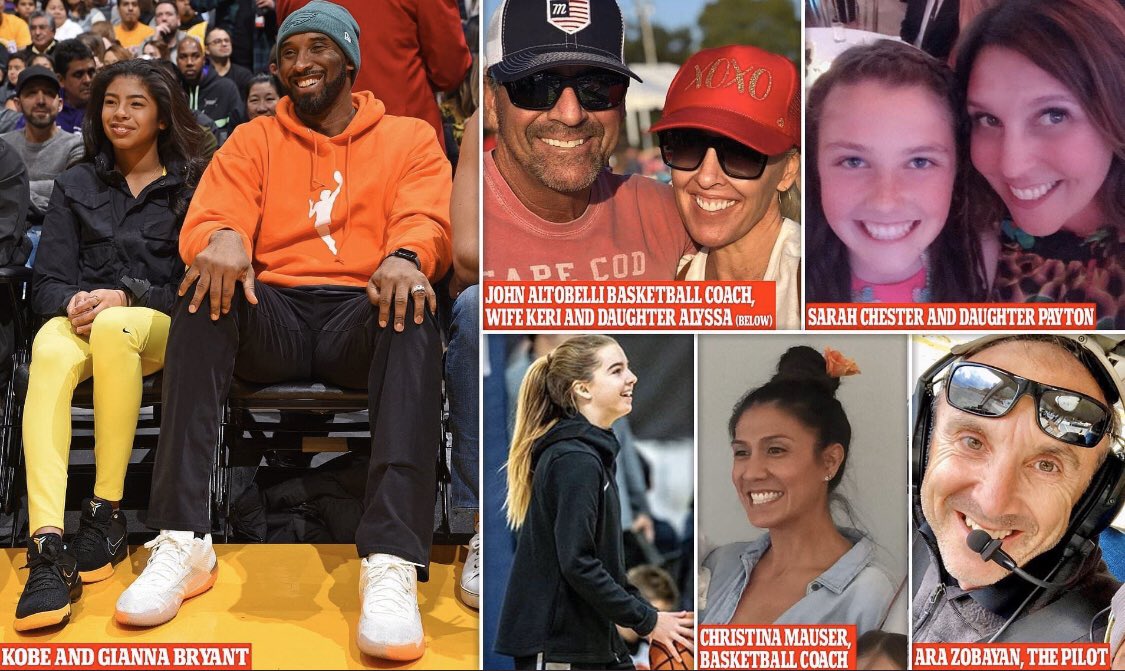 49ers_4ver's tweet photo. All the nine people that perished in the #KobeBryant Helicopter crash. May their Souls Rest In Peace. Goodbye #RIPMamba 😢 https://t.co/qt42c6Z5sM