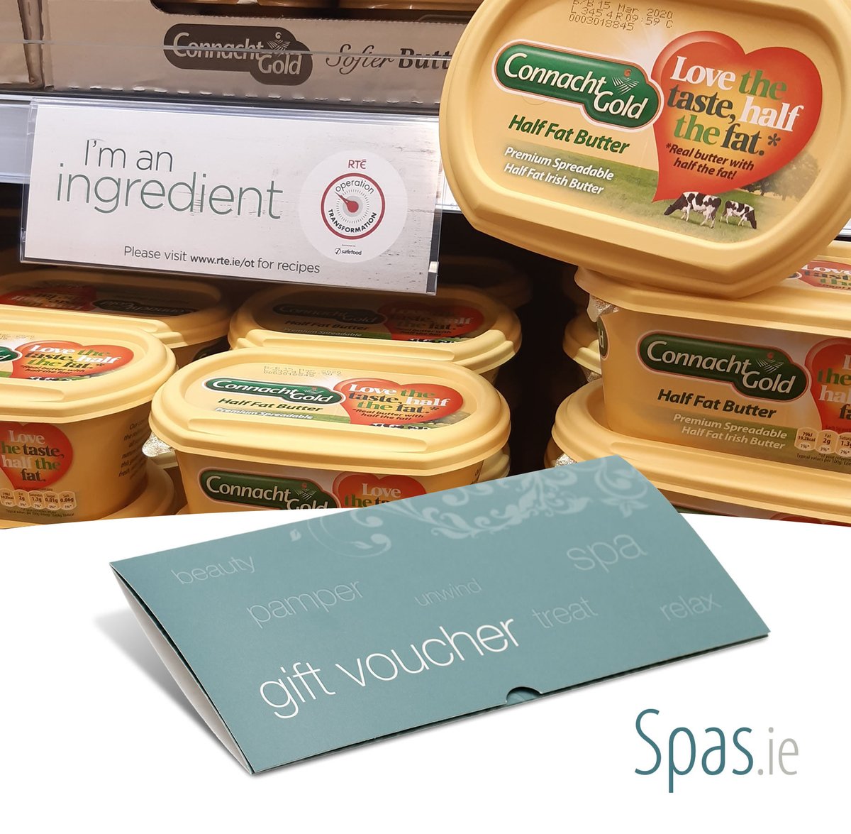 ConnachtGold's tweet photo. Halfway through your #OperationTransformation? Try #ConnachtGold - the only REAL butter in a tub with half the fat! Enter this week's competition to win a €100 @spas_ie voucher https://t.co/4RpZJ4gjHL #RealButter #HalfFat https://t.co/AbLKrYlWQo