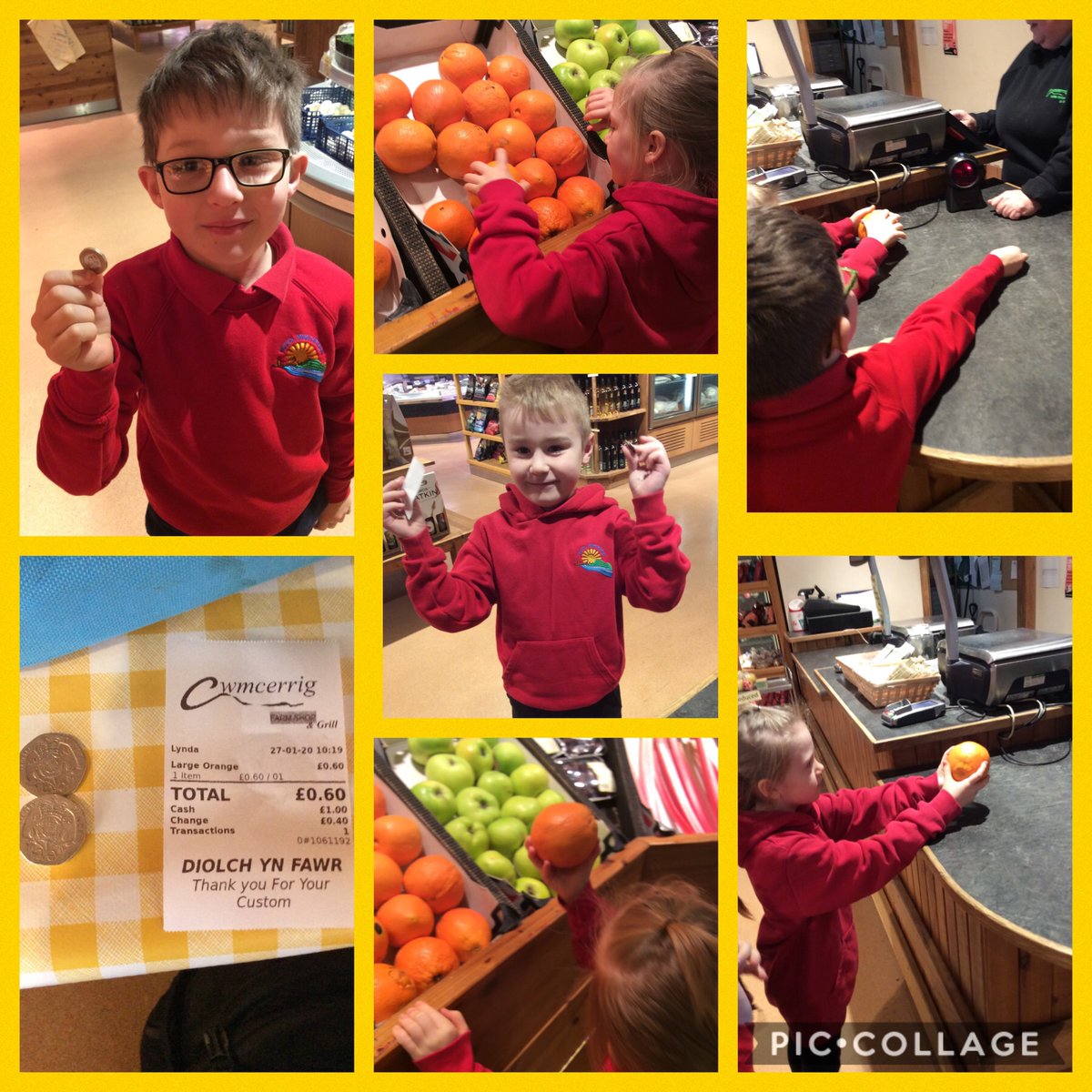 Ymweliad i siop fferm leol 🥕🥦🍞🥩🧀 Year 1 &amp; 2 visited a local farm shop. They got a chance to buy some produce, experience paying and getting change. 💷