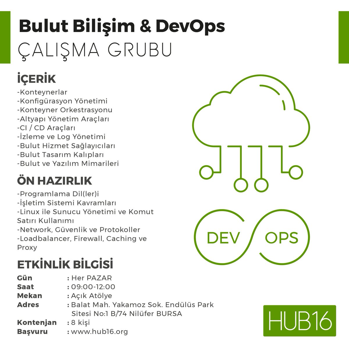 HUB16ORG's tweet photo. HUB16 Bulut Bilişim ve DevOps Çalışma Grubu'na katılmak için https://t.co/Koo7C998XR adresindeki topluluğa katılım formunu doldurabilirsiniz. 

#hub16org #hub16 #bursa #onceliklibilimveteknolojialanları #öncelikliteknolojialanları #bulutbilişim #devops #CloudComputing https://t.co/Wrxs7uPKxV