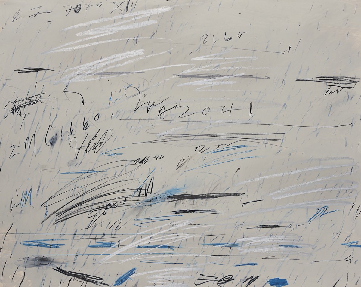 Multimedia works by American artist Cy Twombly, 1960s, known for his highly gestural, large-scale abstractions that often subtly incorporated literary references