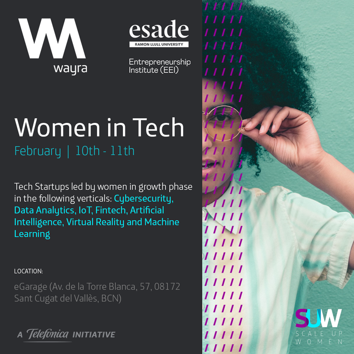Esade's tweet photo. Are you a #Tech #Startup founded by a woman? We are looking for you! ๐ฉโ๐ป
Don't miss the #WomenInTechBootcamp by @esadeEEI and @WayraES.
๐ #EsadeGarage
๐ 10 - 11 February
๐ข More info: https://t.co/D3WChTKTON #WomenInTechBootcamp https://t.co/JjdFB1n8iX