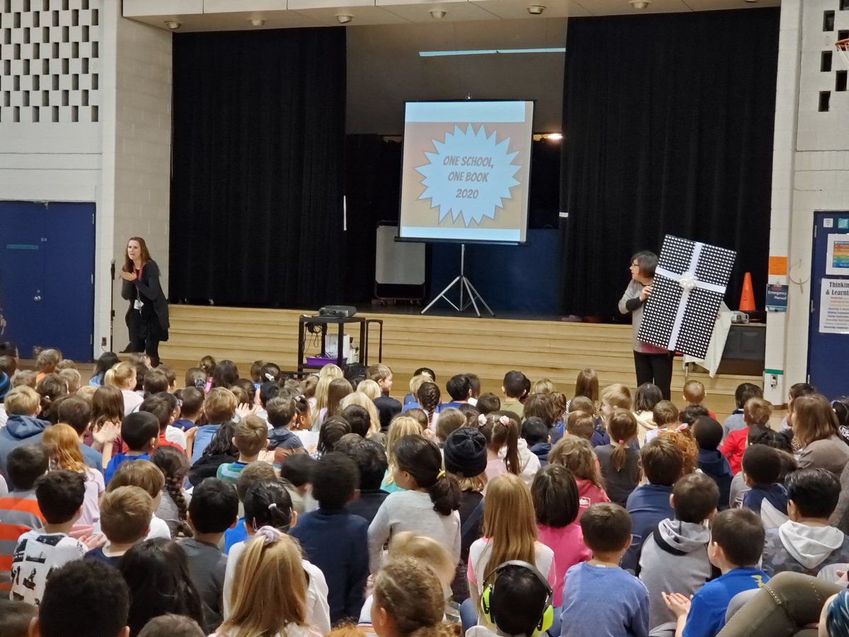 McGregorStudio's tweet photo. One Book, One School title reveal! So excited! Humphrey even came to help open the book! @cjzervos #WayReads #BetterTogether @bhschools https://t.co/9wm8lpqbiw