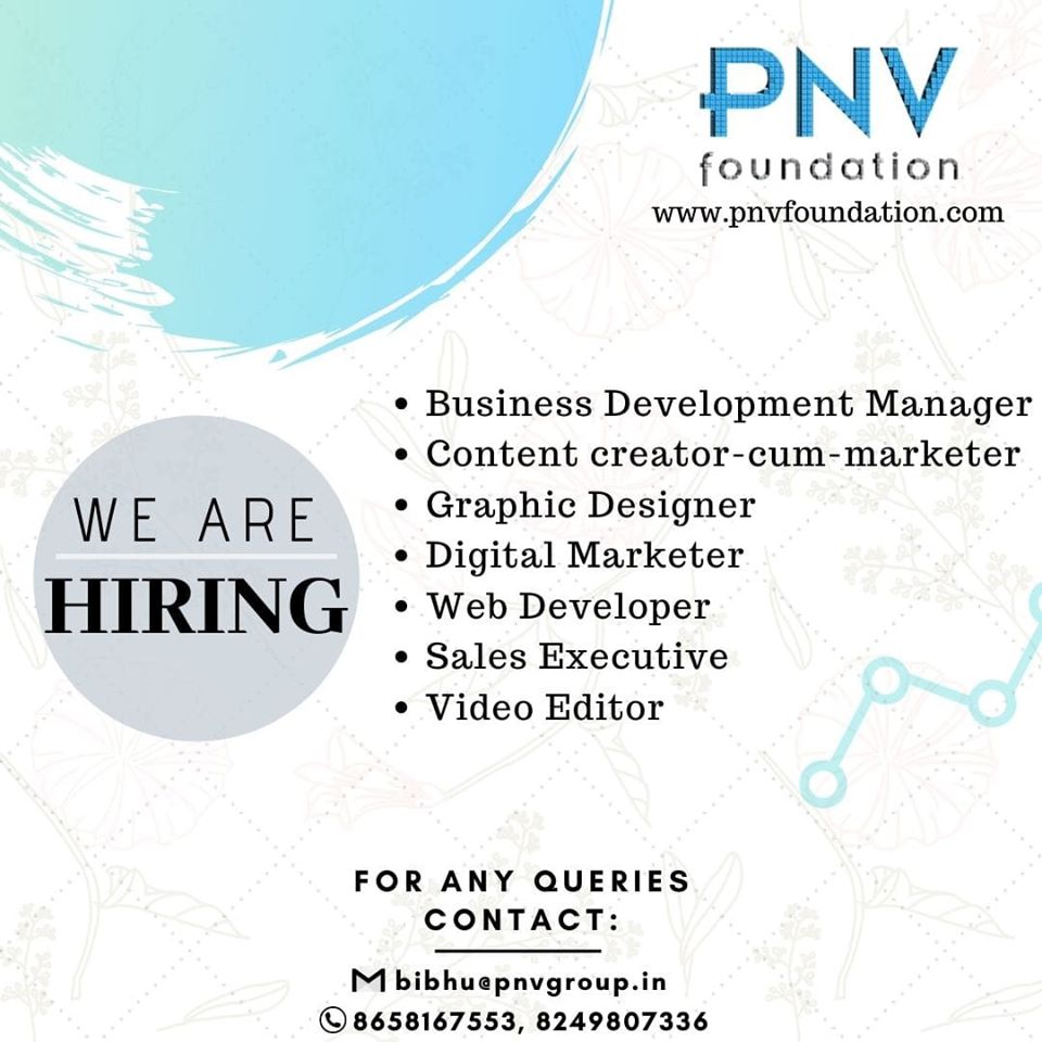 PNVFoundation's tweet photo. We are hiring and you can be the one!!!
Kindly share your resume to bibhu@pnvgroup.in

#businessdevelopment #ContentCreator #HiringNow #GraphicDesigner #DigitalMarketing #webdevelopers 
#salesexecutive #videoeditor #job #vacancy #pnv https://t.co/OP8v7EkZFB