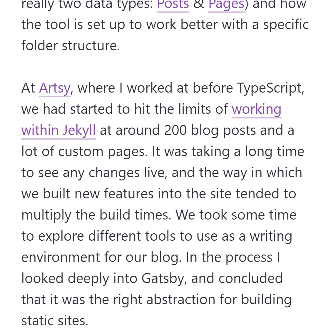 Screenshot of blog post about Typescript's new site