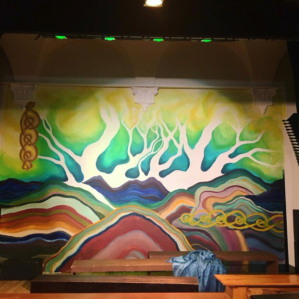 SteinerSchoolNY's tweet image. The stage is ready for the #steinerfourthgrade #classplay #thorwithgiants - The Backdrop for this #norseplay was created by #steineralumna Emma Ogden. #waldorfeducation #stagedesign #wewalkinbeauty #steinercurriculum #steinerdramaprogram #steinerstudents #educationasart