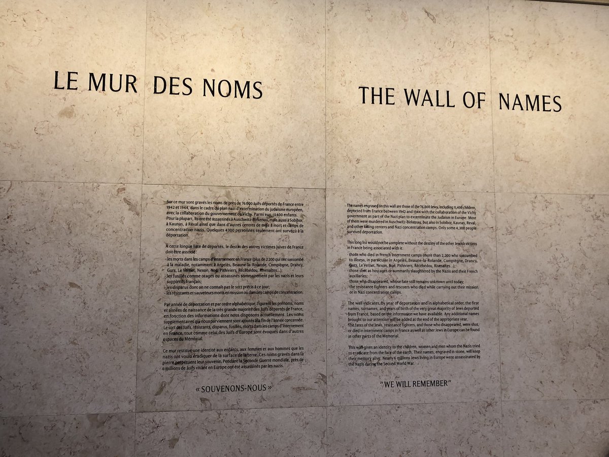 ConstanceLeGrip's tweet photo. Au Mémorial de la #Shoah à Paris,pour la commémoration du 75ième anniversaire de la libération du camp d' #AuschwitzBirkenau . #MurdesNoms #HolocaustMemorialDay2020 https://t.co/qId3afytiM