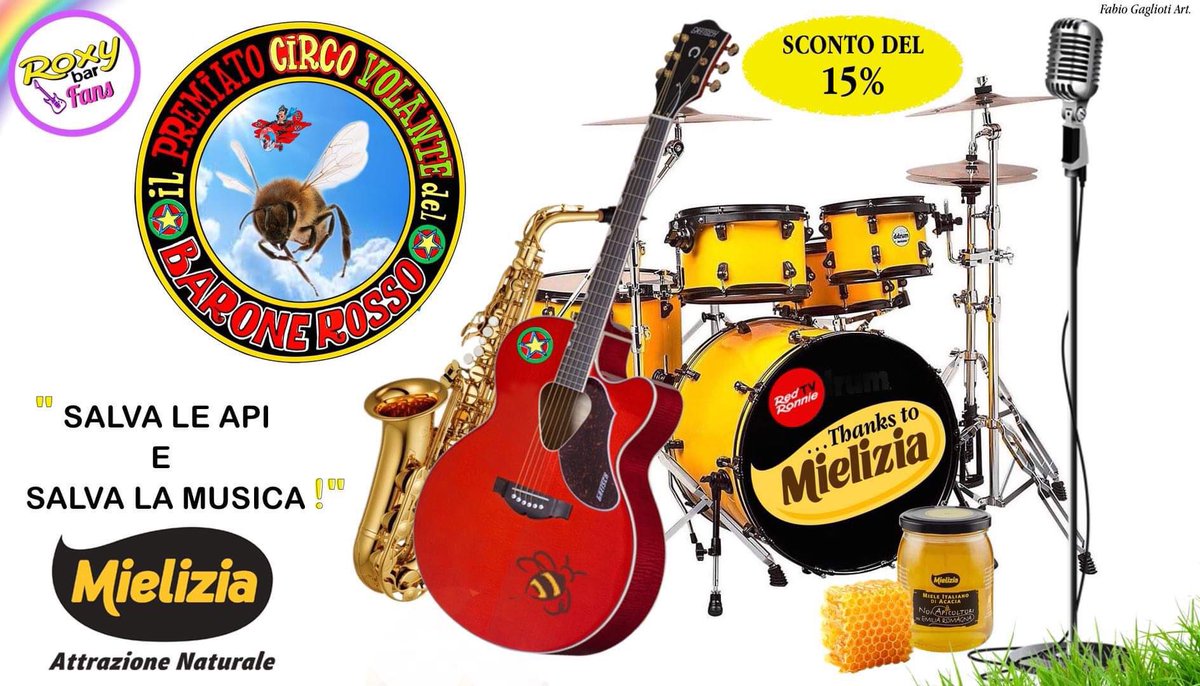RoxyBarFans's tweet photo. 🚀🍯 Stasera a dare energia al volo libero del #BaroneRosso di @RedRonnie sarà come sempre la sana dolcezza di @mielizia_conapi ❤️🐝🎶 Salva le api e salva la musica seguendo la diretta e scegliendo i prodotti nello shop online del sito https://t.co/BqKOqwqfMx 👈 Avrai uno sconto https://t.co/1ZeedpYA9g