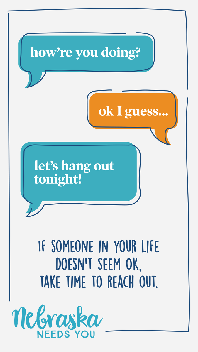 NE_Children's tweet photo. Is your gut telling you that your friend is not really “fine?” Take time to check in with them today. You’ll both be glad you did. https://t.co/dKr6DxXQIh #NEneedsyou https://t.co/dLHDRIhx85