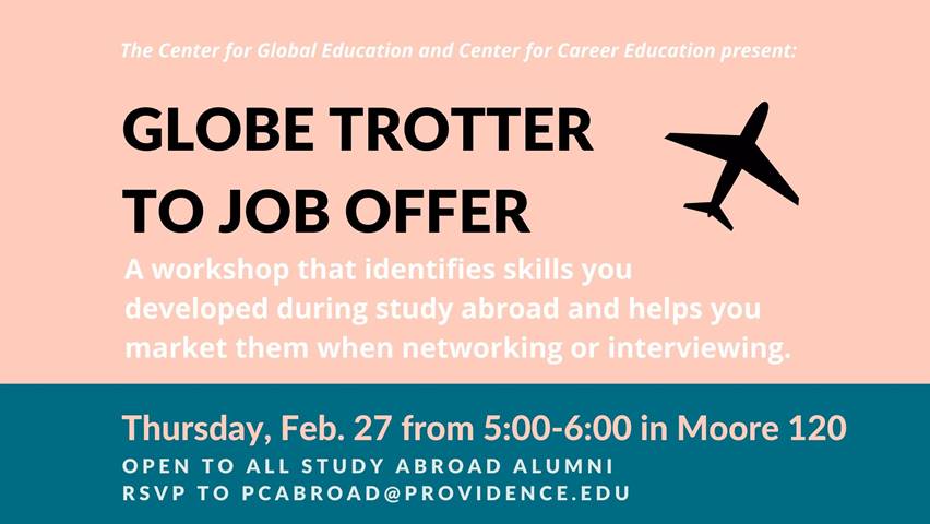 For all study abroad alumni...
We will be hosting an interview prep session with Career Education. Learn how to highlight skills you developed on study abroad when writing a resume, or during an interview or elevator pitch. RSVP @ docs.google.com/forms/d/e/1FAI…