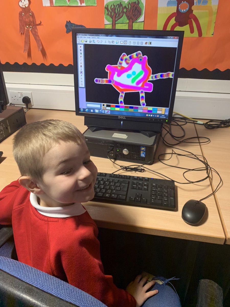 MrsWebster_Mus's tweet photo. We were learning about Internet Safety today in P1 @BankierPrimary We used #colourmagic to create Avatars to protect our identity #STEM @Schools_Digital @claganach @DennyHighSTEM 🌈🌟 https://t.co/jgOax58yMp