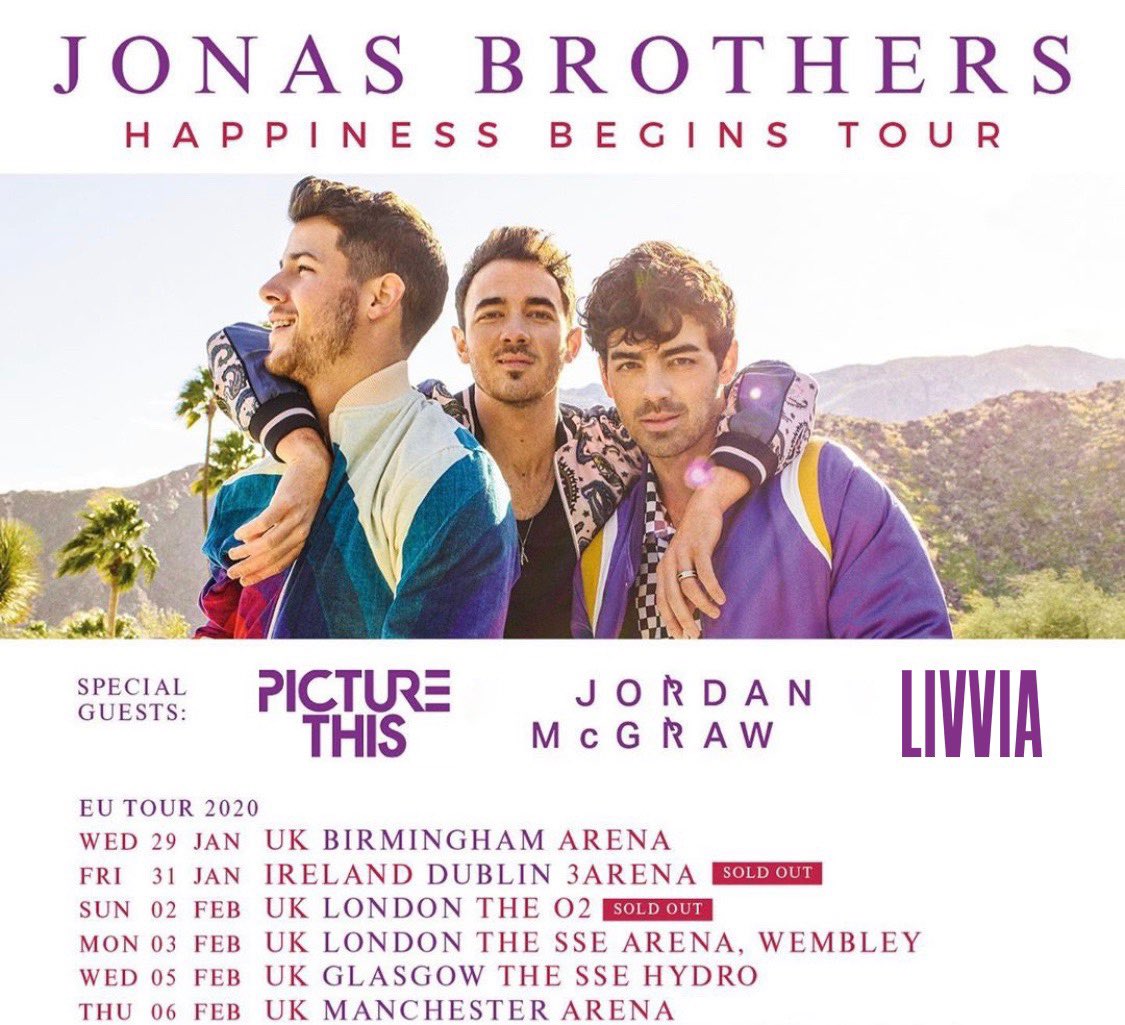 SURPRISE!! I’m opening for the <a href="/jonasbrothers/">Jonas Brothers</a> in the UK &amp; Ireland!! SO excited to be back on the #HappinessBeginsTour! Can’t wait to see you there 💖