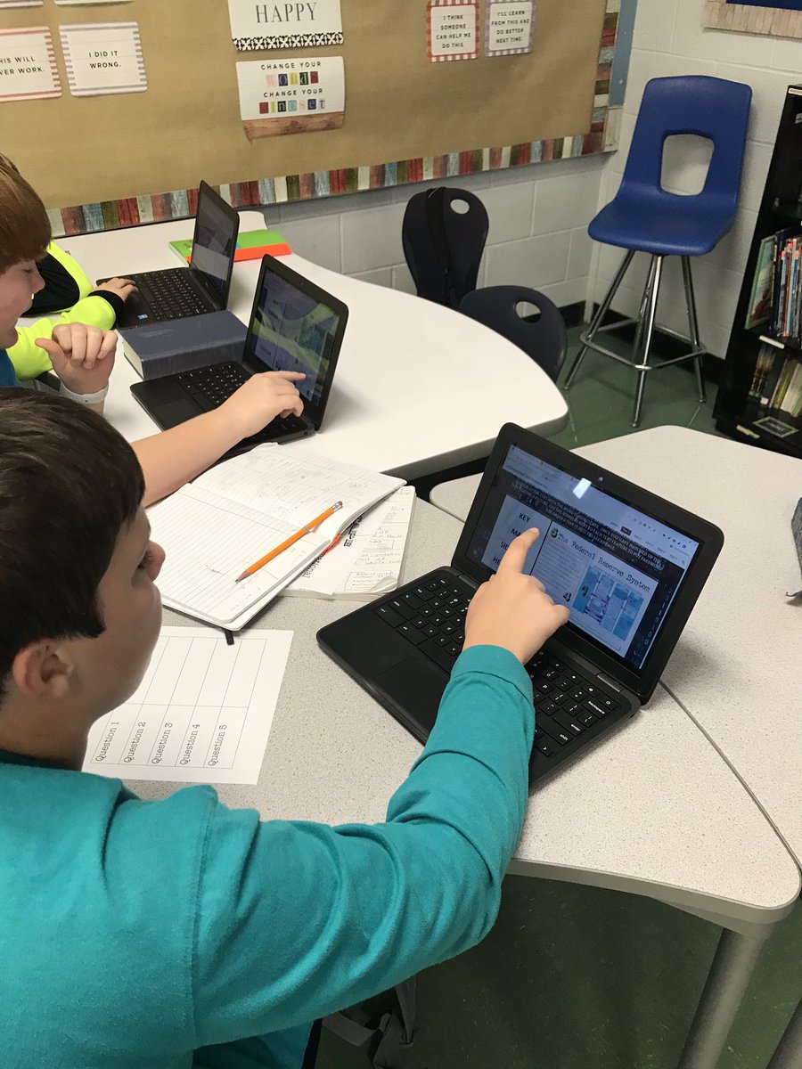 BrownELAR's tweet photo. We are working on using informational text features to aid in our digital breakout! Will these 7th graders be able to find Bill Ancina with their knowledge and skills?! @whatsnewatrjh @robinsonisd https://t.co/ZHA9mgh2Qx