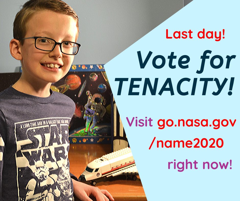 YorkLibraries's tweet photo. It's the last day to get a VOTE in for TENACITY! 🚀 
Visit https://t.co/UfMmV2qFwU
A 10yo regular at Dover Library is a finalist to name the Mars Rover! 😲 We want him to WIN!
Vote before midnight to help give Eamon a boost 😀 Thanks!

#YorkCountyLibraries #STEAM #MarsRover #NASA https://t.co/8QITxtDK14