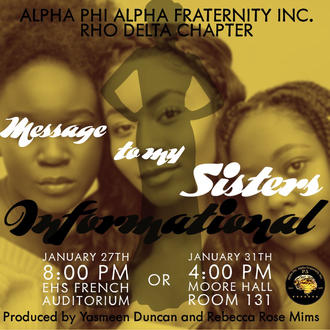 masterminds1906's tweet photo. Don’t miss out on these events today‼️ Kicking it off at 6:06PM with Sex Ed 106 then a transition to Message To My Sisters Informational 🙌🏾 Everyone is welcome! https://t.co/ooLVIxMtug