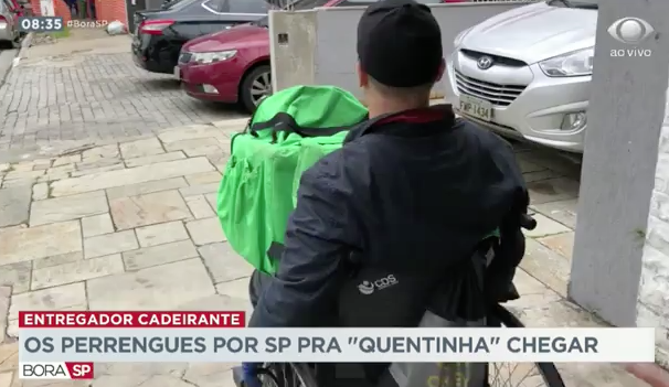 vinividiviciv's tweet photo. Reportagem "emocionante" que a Band fez sobre um cadeirante trabalhando com entregas em aplicativos. Nenhuma crítica a realidade moderna que coloca um trabalhador pra ganhar 100 reais por semana em um emprego completamente incompatível com sua condição. https://t.co/lm2wYfwkrW