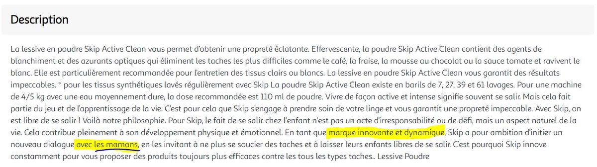 Carmen_Valti's tweet image. Marque 'innovante et dynamique' qui parle d'aider aux mamans... et aux papas ? C'est bien l'année 2020, les papas peuvent faire le linge, je pense. #TrueStory #facepalm #SkipActiveClean #onpartdeloin
