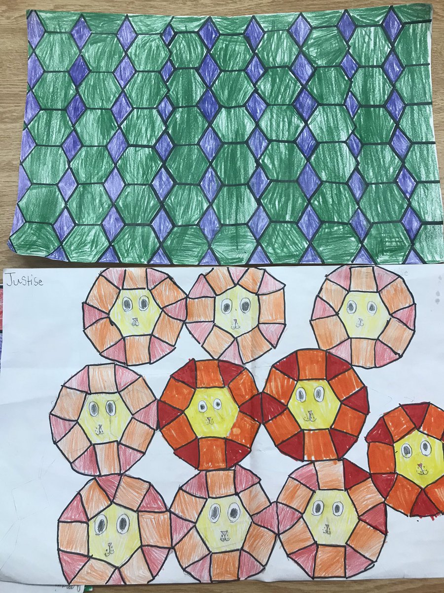 MsRicciuti24's tweet photo. Teaching congruency, flips, slides and turns through tesselation art. Love the creativity! #2dgeometry @HuntingtonRidg1 https://t.co/ciXwVfT8tK