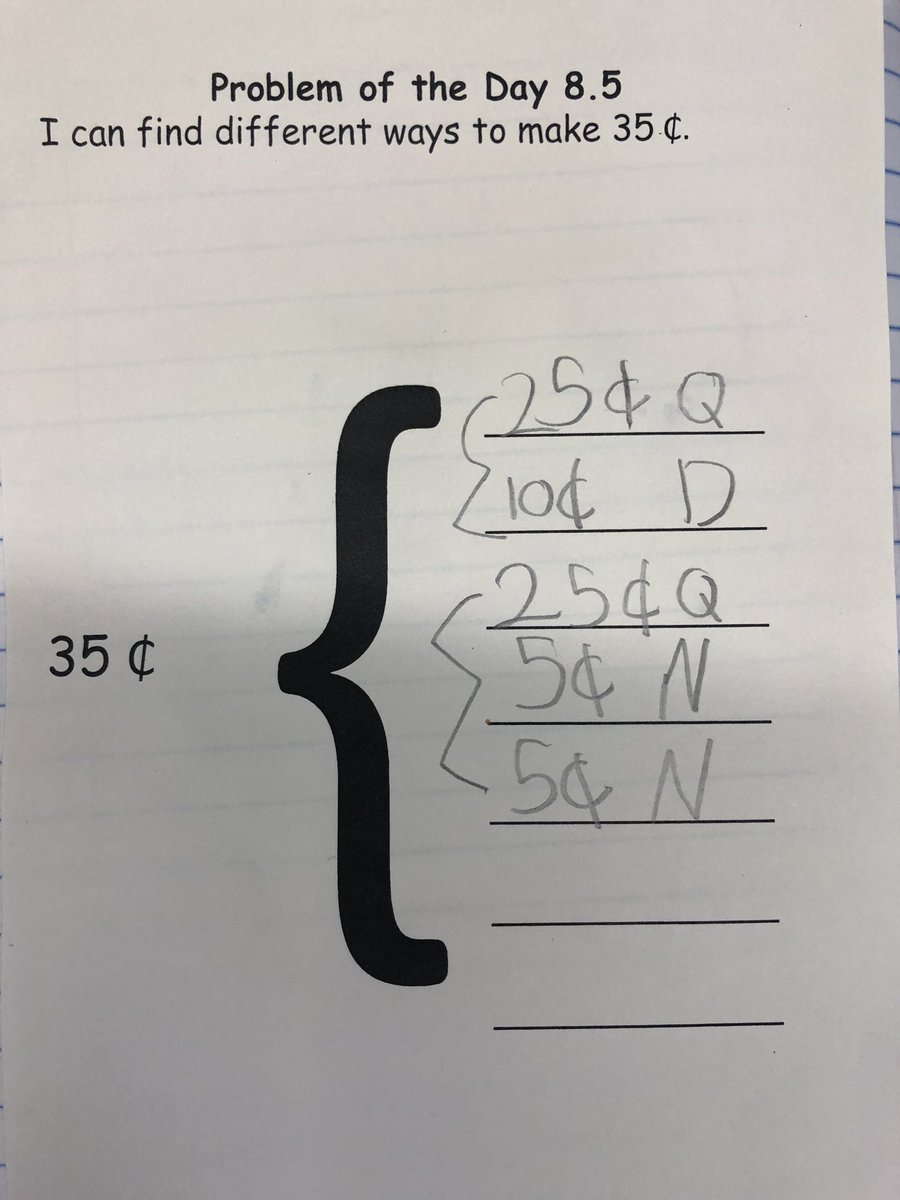 2ndGradeJKO's tweet photo. We can find different ways to make 35 cents by using a brace Map ๐ฐ @PS66JKO @ThinkingMaps #thinkingmaps #bracemap #mathisfun #ps66thinkingmapchallenge https://t.co/2xI396YG3M