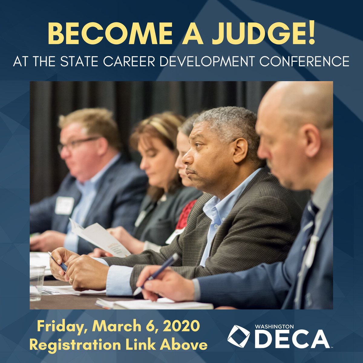 DECA_Washington's tweet photo. Washington DECA is a powerhouse when it comes to competition. Spend the day connecting with our members on Friday, 3/6 in Bellevue, as thousands of students present in areas of marketing, finance, entrepreneurship, hospitality, and management. Register: https://t.co/Vmrio06Nk2 https://t.co/slS3Tl0GtH