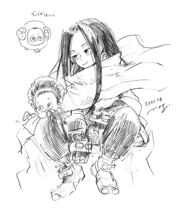 展示見てからどうしてもオパチョが描きたくなって仕方なかったのでらくがきしました✏️せっかくなのでハオ様も。 