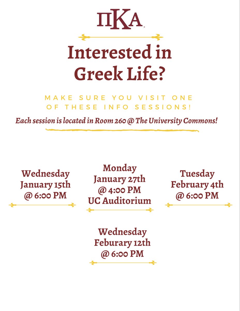 If you know anyone interested in learning about it Greek life or going through Recruitment make sure they attend one of these IFC ran info sessions