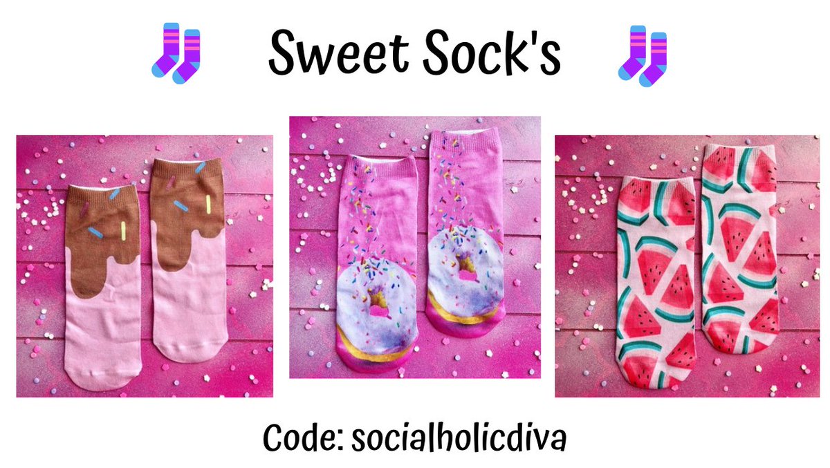 socialholicdiva's tweet photo. Newbie Alert!🍦🍩🍉
We now have Sweet Sock's available.
Comfy and cute, soft socks in 5-10 US shoe size.
Enter Code:#socialholicdiva SHOP: https://t.co/madGSDCy2x
#happymonday #newbie #sweetsocks #sweettreats
#beauty #skincare #crueltyfree #organic https://t.co/oBTMQ0tlQZ