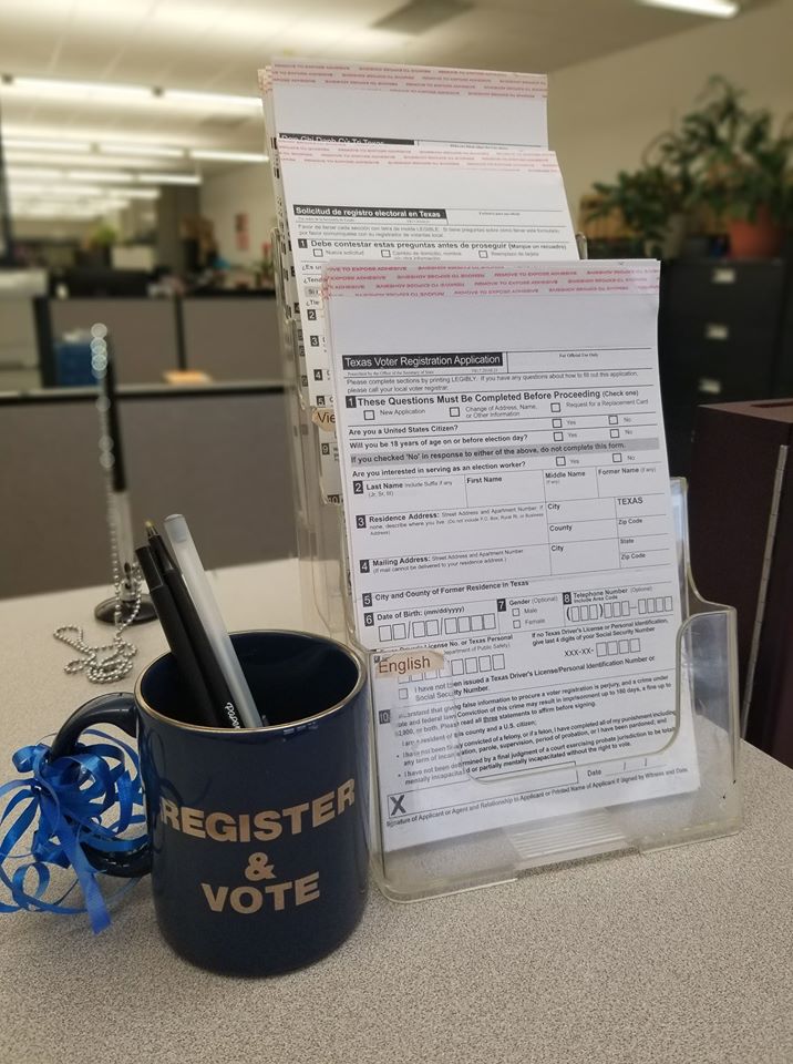 The deadline to register to vote is February 3. If you had any life events that affect your registration you must update it. If you are not sure if you have to or not, call us at (817) 831-8683 (VOTE) , or you can look yourself up on our web site. gisit.tarrantcounty.com/TCVL/
