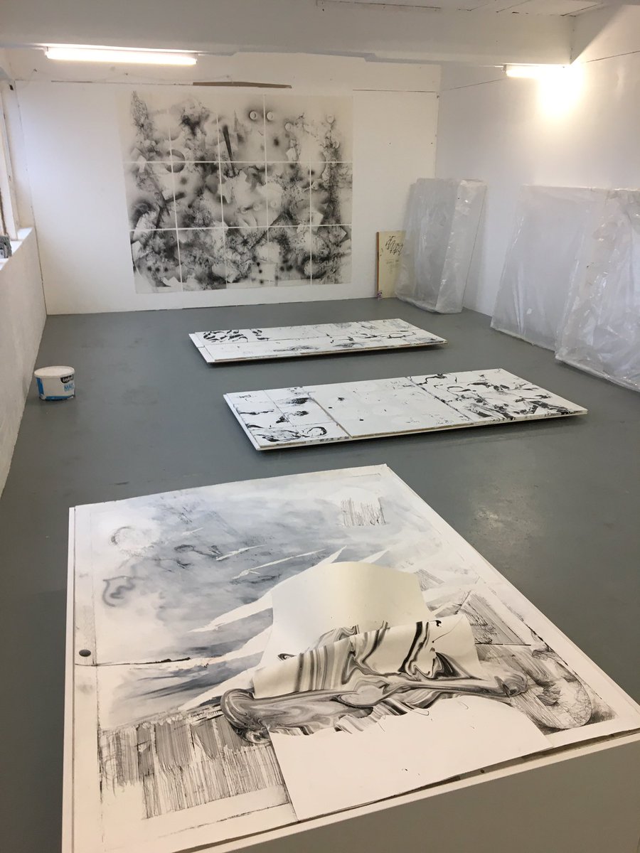 IanAndrewsArt's tweet photo. How low should they go? Experimenting with presentation methods for the first two panel paintings @StryxArts Huge thanks to Anna and Karolina for the opportunity!! #sketchbookcollider @kostas_nikolop @PP_UniBham #redmarley #abstractart https://t.co/xsojCq5lgg