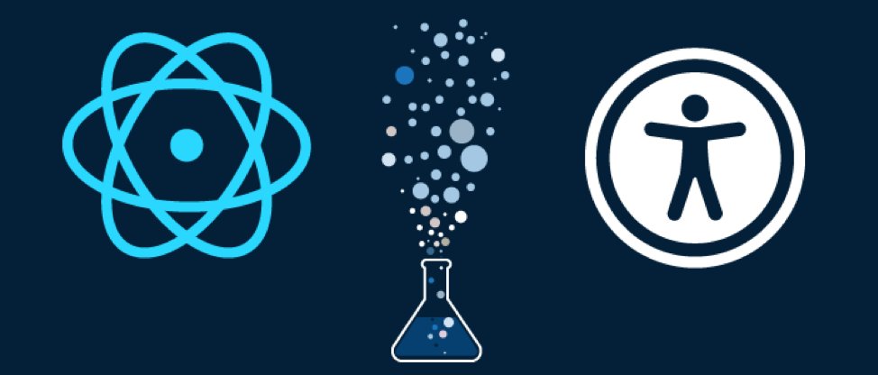 Science beaker with react logo and a11y icon