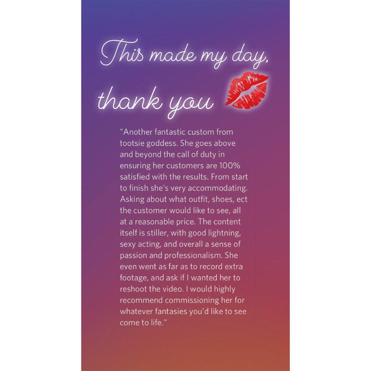 tootsiegoddess's tweet image. All worth it when I receive these ❤️ #customreview